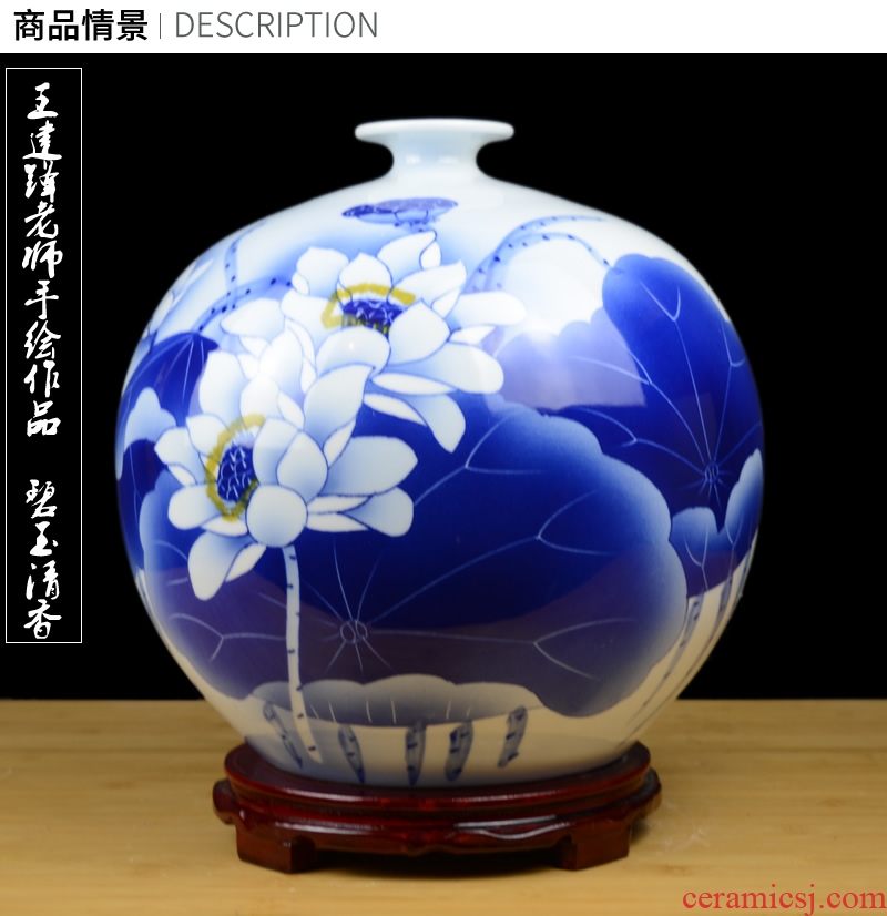 Jingdezhen ceramics hand - made of blue and white porcelain vase in the sitting room TV ark, home decoration crafts porcelain furnishing articles