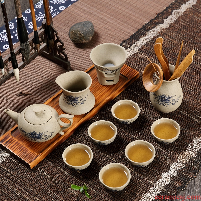 Qiu childe of household ceramic coarse pottery kung fu tea tea teapot teacup GaiWanCha dish wash tea six gentleman's suit