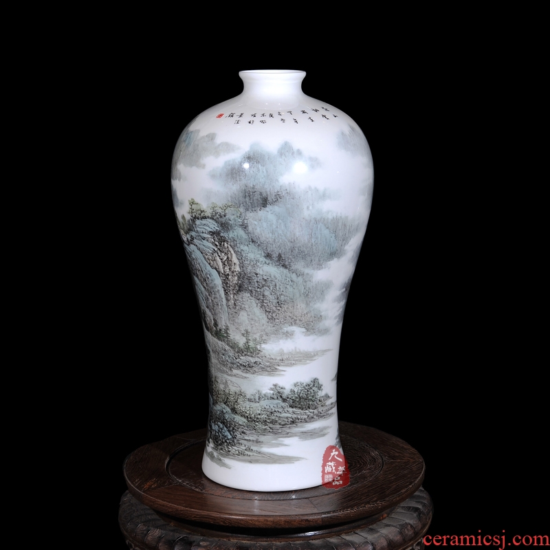 Jingdezhen ceramics dong - Ming li hand - made famille rose porcelain vase huangshan cloud home sitting room handicraft furnishing articles