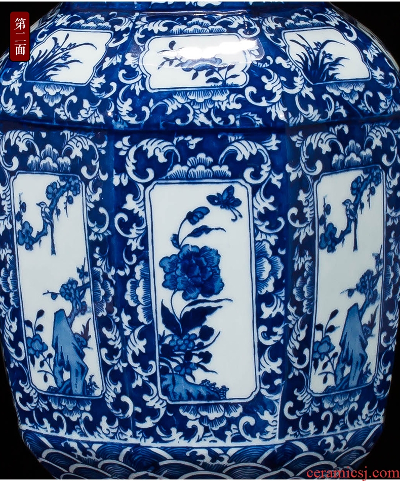 Imitation of classical jingdezhen ceramics celadon art big vase retro ears dry flower vase creative furnishing articles - 560720890998