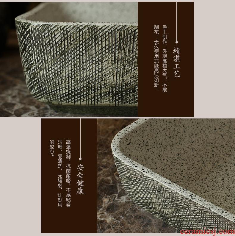 Jingdezhen ceramic art stage basin of archaize hotel for wash basin carved rectangular toilet lavabo