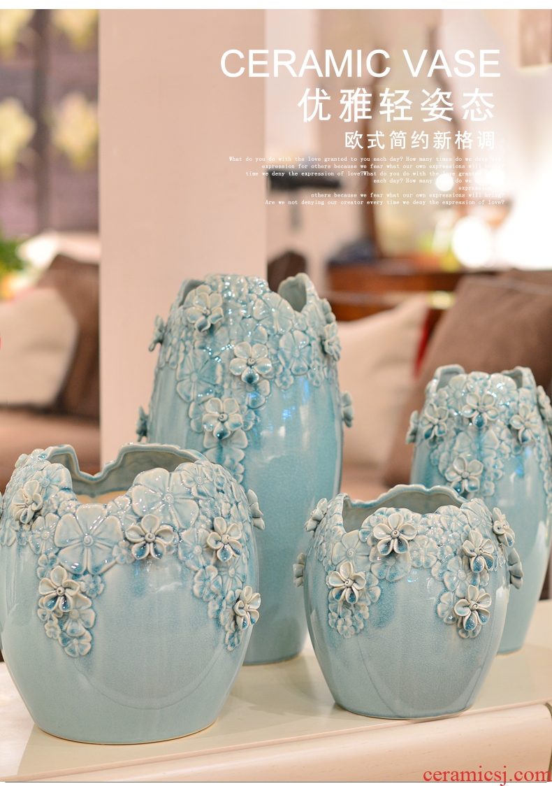 European ceramic vase of large sitting room large I and contracted dry flower, flower POTS villa decorations furnishing articles - 525204938038