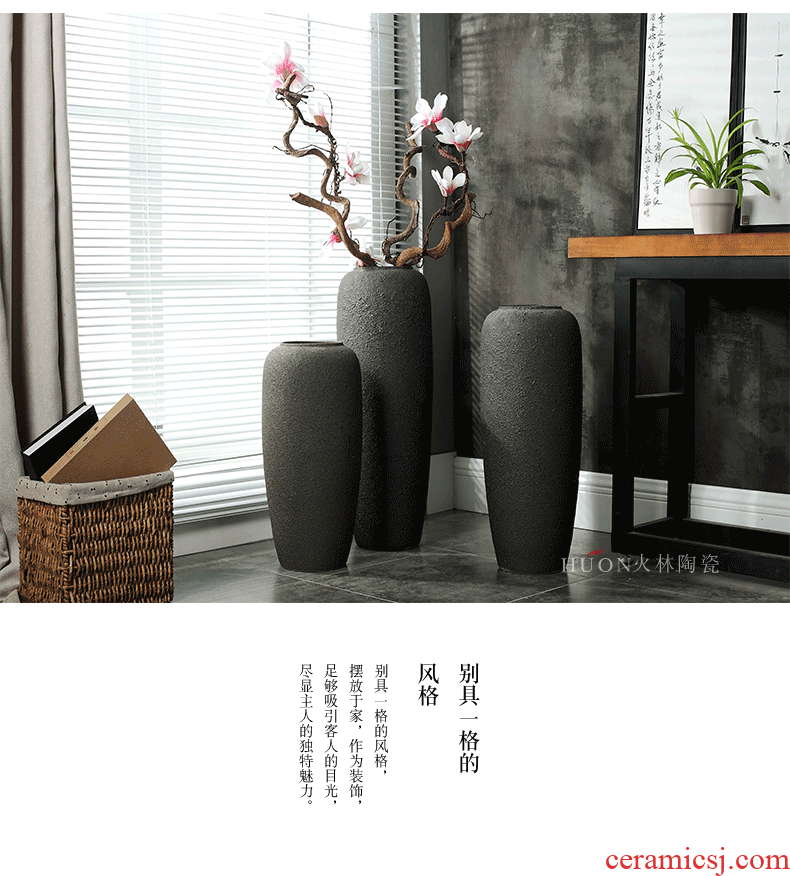 Jingdezhen I and contracted ceramic vases, flower arrangement sitting room place pottery aquarium ceramic cylinder landing large planter - 573325786624