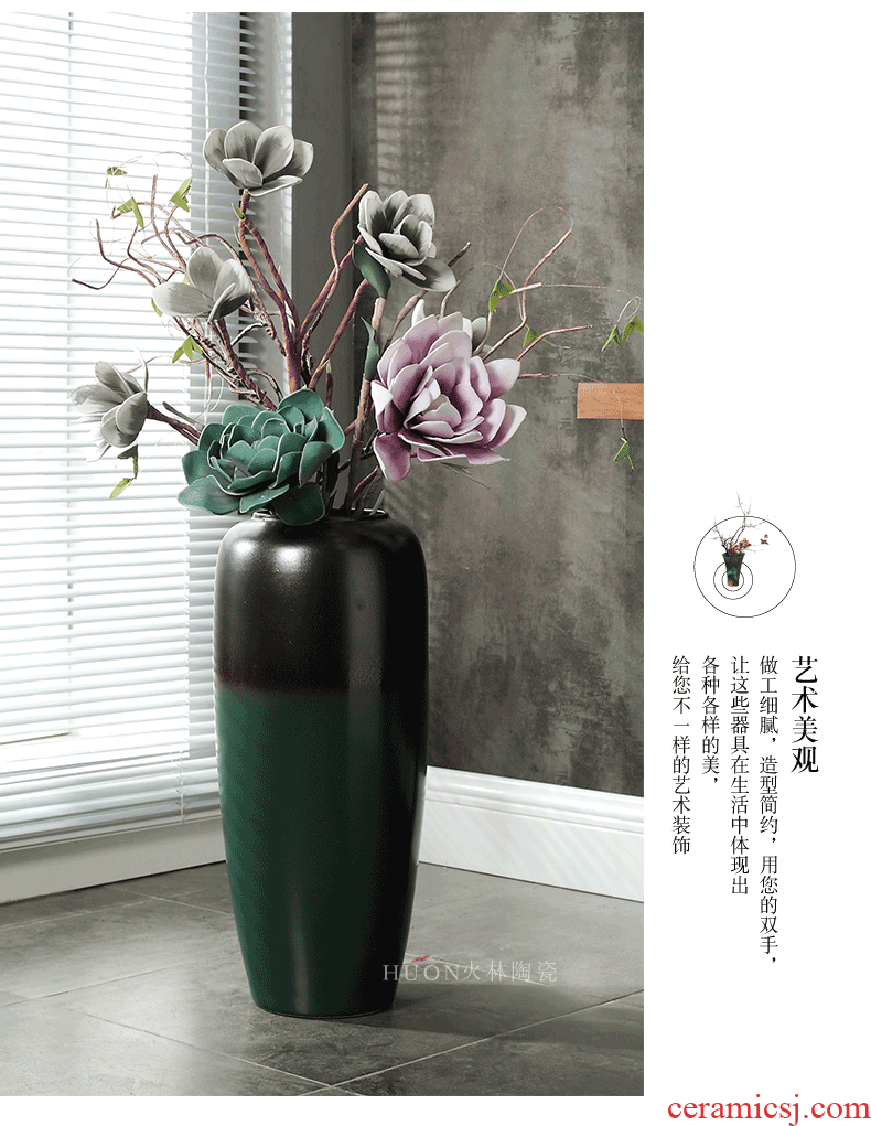 Furnishing articles of jingdezhen ceramics archaize big flower wearing Chinese style living room vase of blue and white porcelain hotel decoration - 572980884015