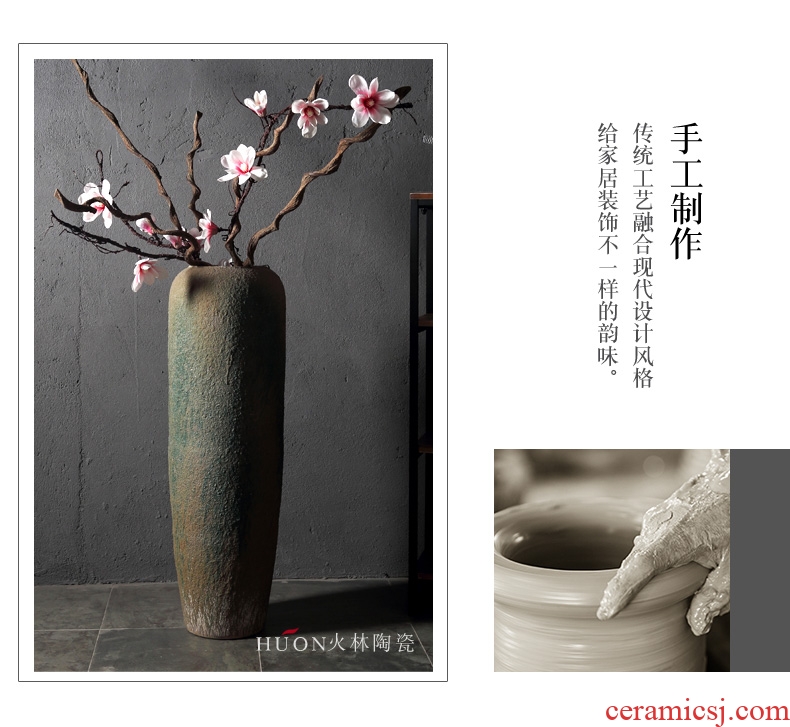 New Chinese style restoring ancient ways of jingdezhen ceramic POTS do old ceramic flower implement sitting room put dried flowers of large coarse pottery vase furnishing articles - 556562144040