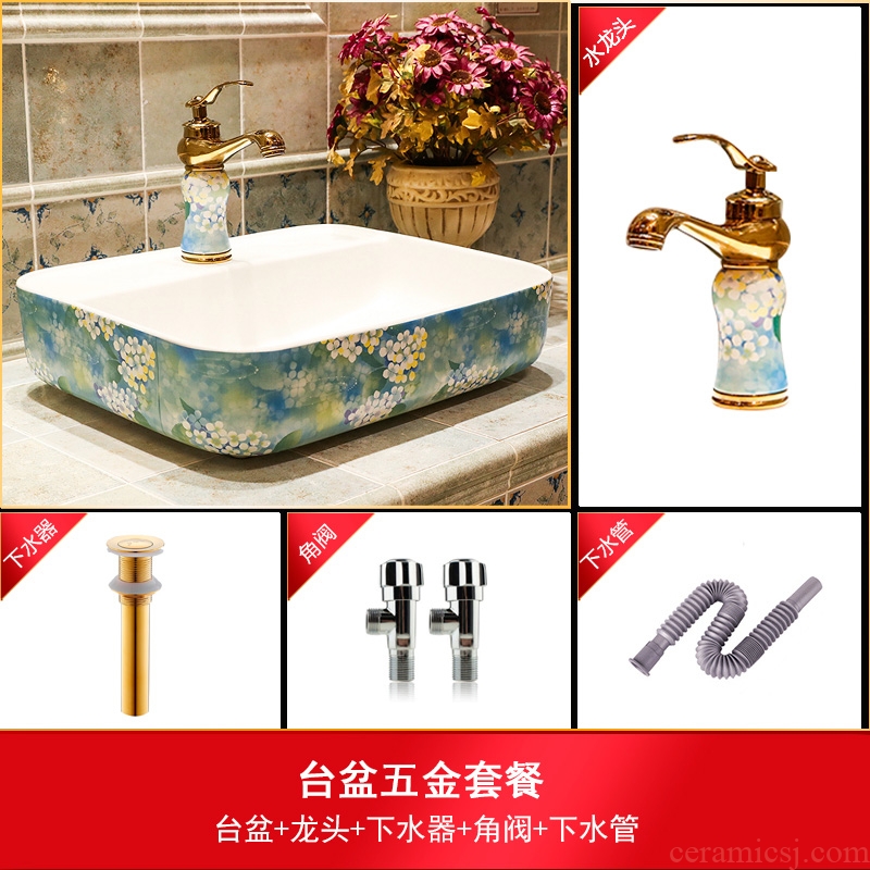 Square table basin wash gargle on the sink Europe type lavatory toilet stage basin ceramic art basin home