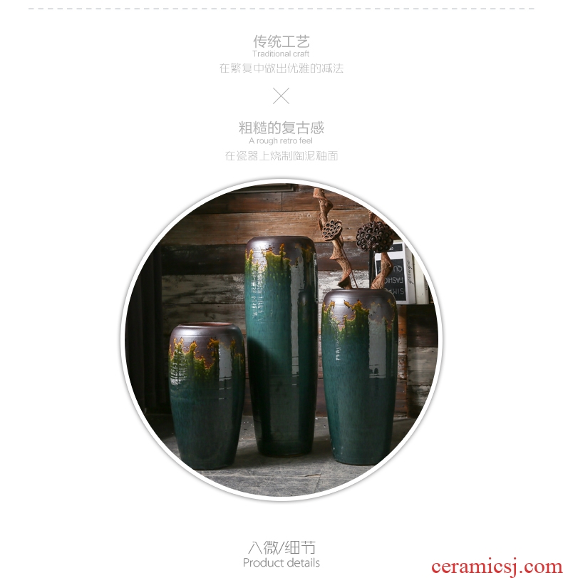 Jingdezhen I and contracted ceramic vases, flower arrangement sitting room place pottery aquarium ceramic cylinder landing large planter - 553102837219