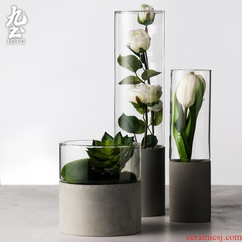 I and contracted creative ceramic extra - large ceramic sitting room hotel villa art vase landing simulation dried flowers - 578198561872