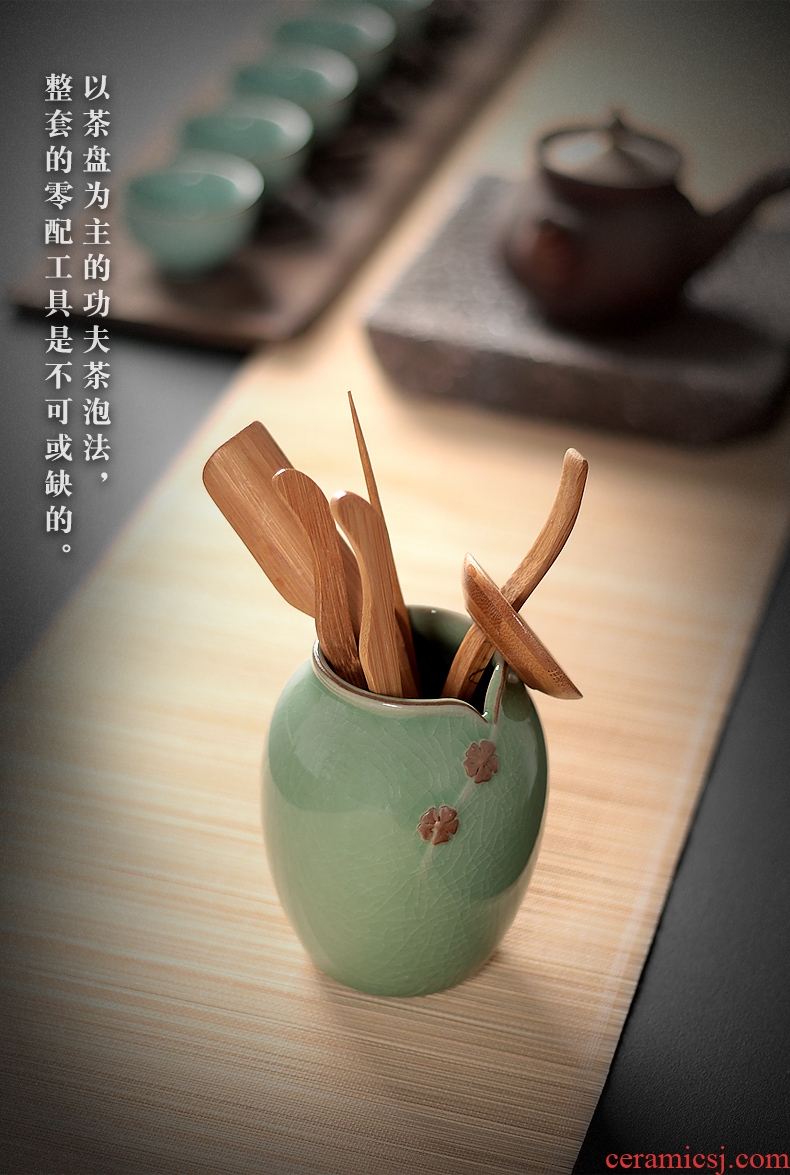 Celadon tea six gentleman with zero kung fu tea accessories teaspoons ChaGa tea black TanZhu longquan celadon ceramics filter