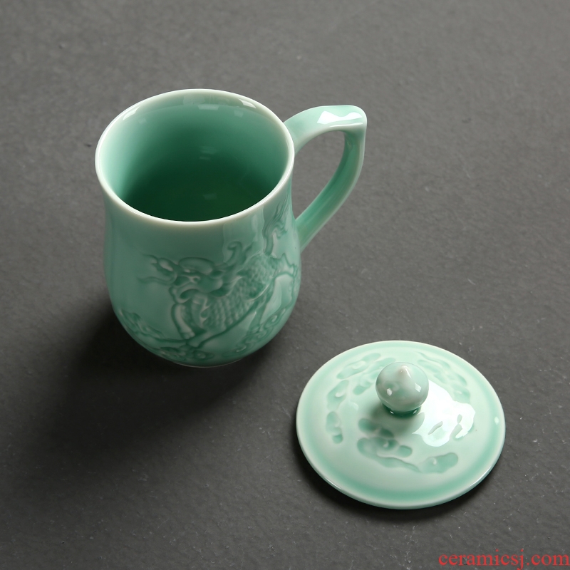 Passes on technique the kiln celadon office meeting personal ceramic tea cup with cover filter household gifts tea cups