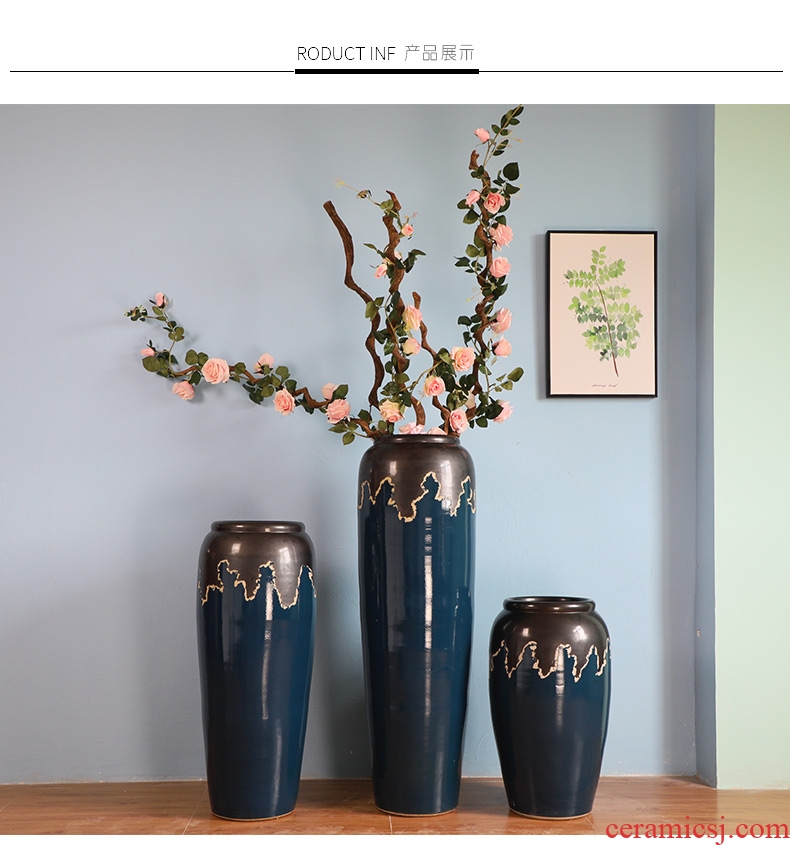 New Chinese style club house sitting room of large vase jingdezhen ceramic flower implement flower restaurant adornment is placed between example - 573320954931