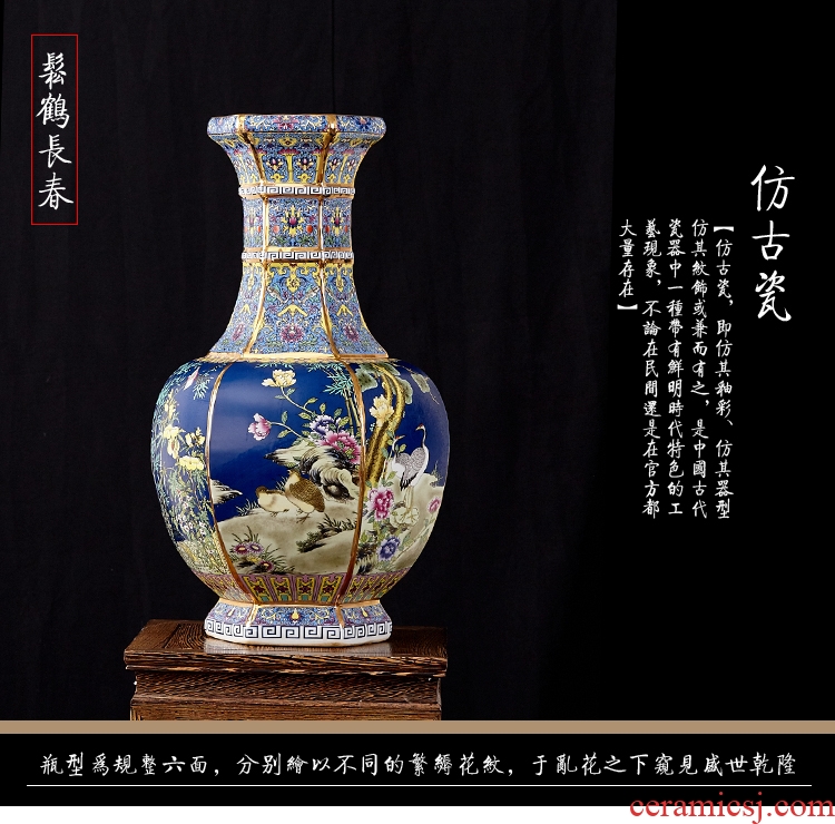 Blue and white porcelain of jingdezhen ceramics the qing Ming vase painting of large sitting room hotel decoration furnishing articles large - 548187354332