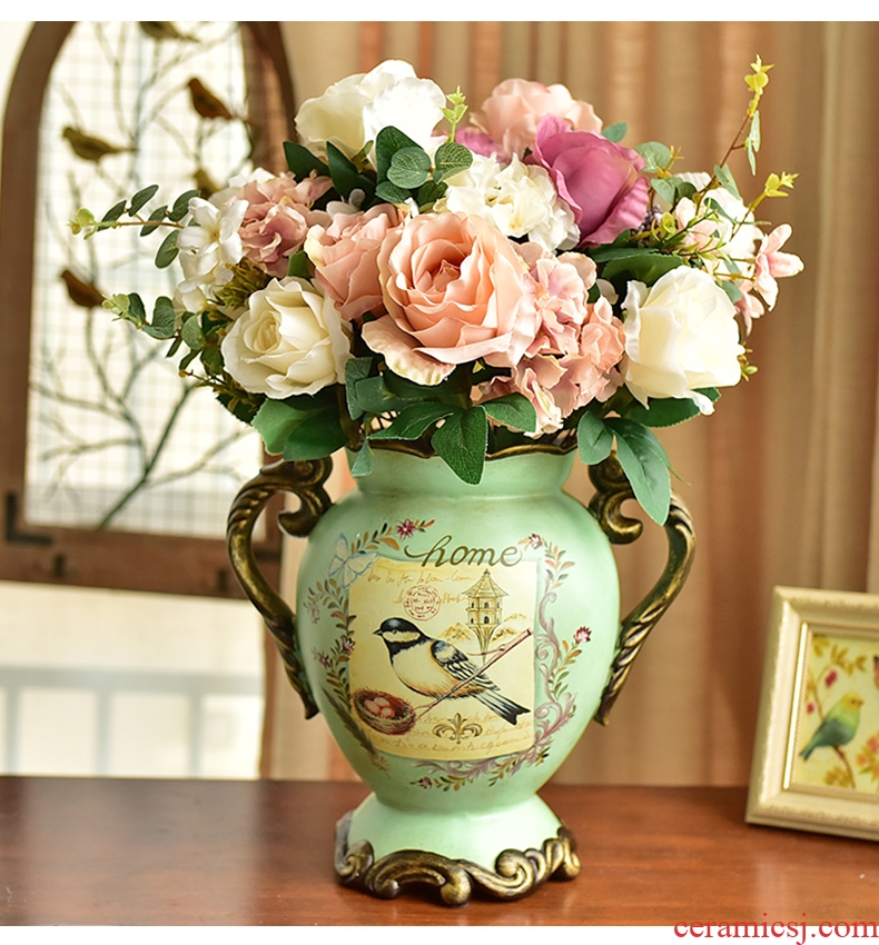 Living room furnishing articles flower arranging ceramic POTS restoring ancient ways of large vase American hotel decoration dried flowers coarse pottery - 555419390323