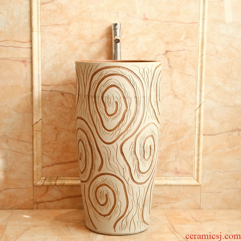 Jingdezhen ceramics art lavatory basin basin basin sink pillar suit integrated conjoined basin