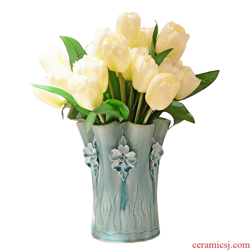 Murphy north European checking ceramic vases, I and contracted sitting room adornment is placed dry flower simulation flower art flower arranging