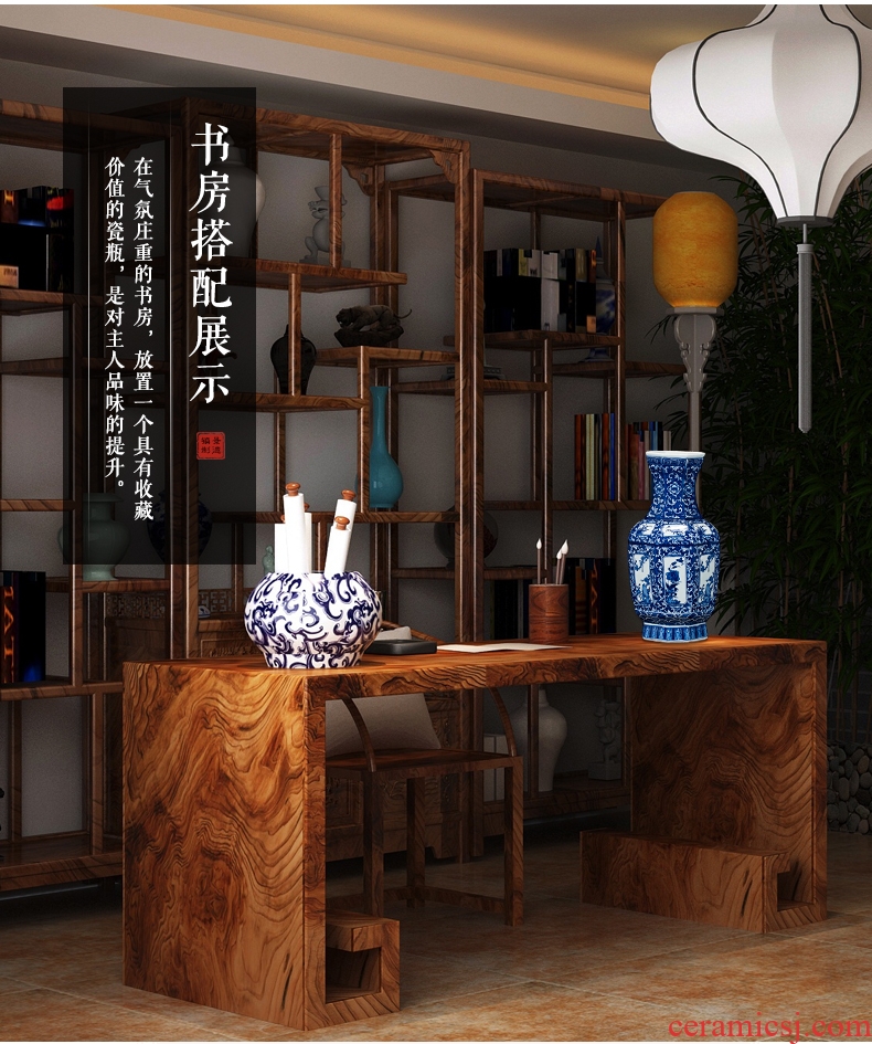 Contracted and I jingdezhen ceramic dry flower of large vase restoring ancient ways furnishing articles sitting room flower arranging flowers, checking pottery - 560720890998