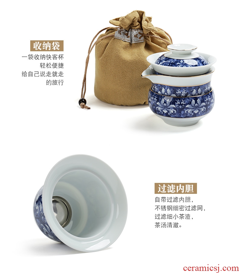 Famed ceramic crack cup a pot of 2 cup travel coarse ceramic tea set suit portable is suing kung fu tea pot two cups