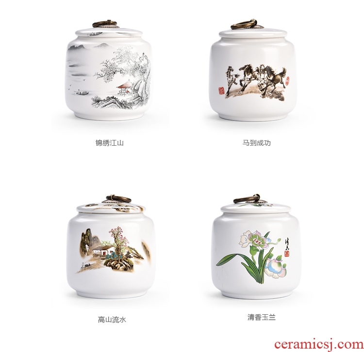 Quiet life ceramic tea pot seal black tea green tea tea pot mini storage tanks