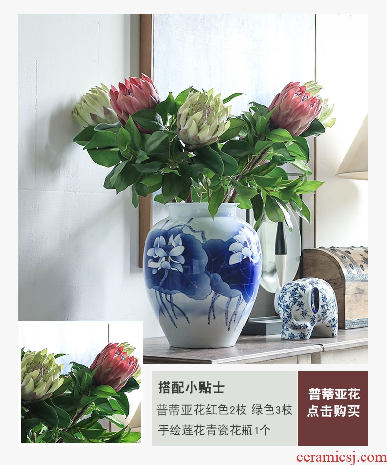 Jingdezhen ceramic large red vase furnishing articles contracted and I household adornment porcelain vase flower arrangement sitting room - 554296827289