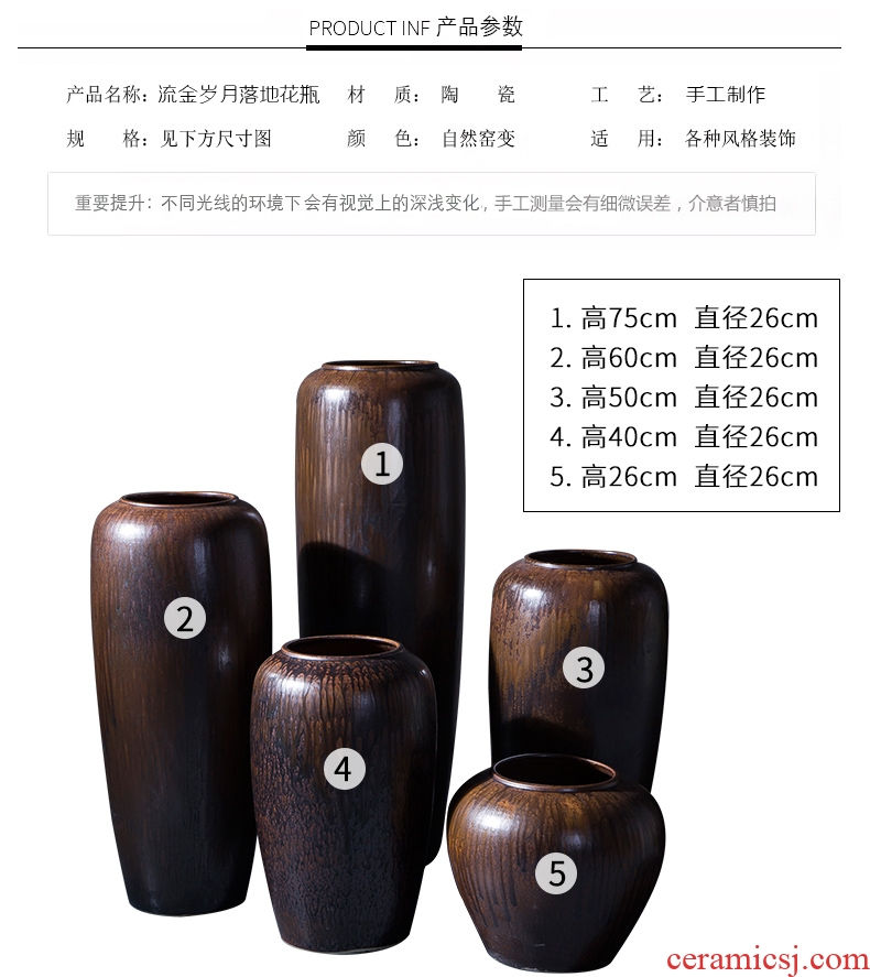 Ceramic vase example room hotel club of large vases, flower arrangement of Chinese style restoring ancient ways is the sitting room place black pottery - 563820796650