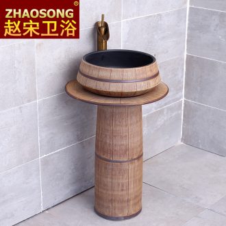 Balcony pillar lavabo household one wash basin bathroom ceramic floor type lavatory outdoor pool