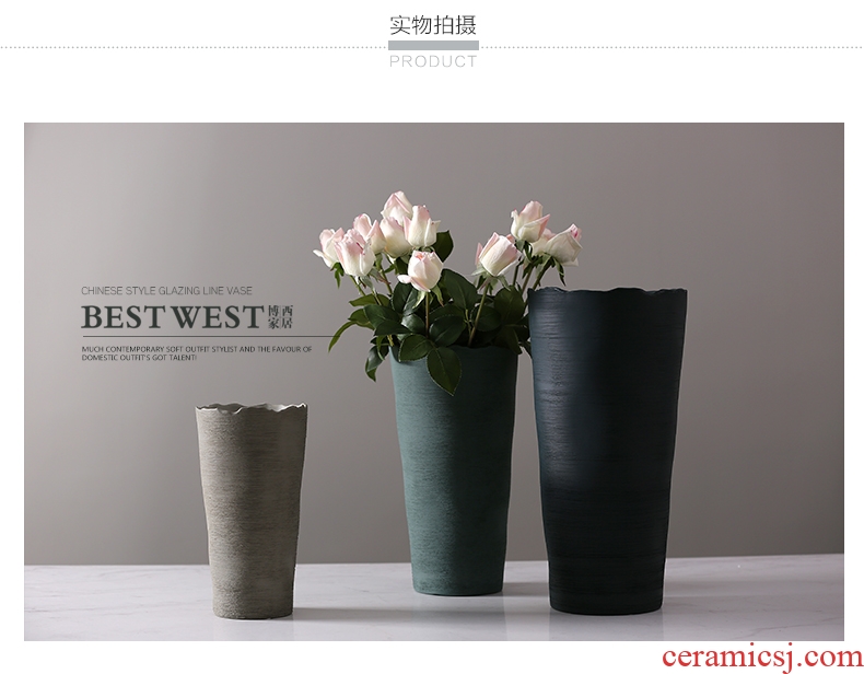 "To promote" contemporary and contracted ceramic vases, dried flowers flower arrangement, creative big sitting room adornment is placed porcelain vase