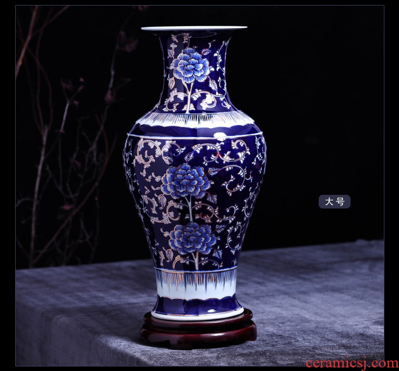 Ground vase Chinese style restoring ancient ways in dry flower porcelain sitting room hotel villa large ceramic furnishing articles manual coarse pottery - 543381655833