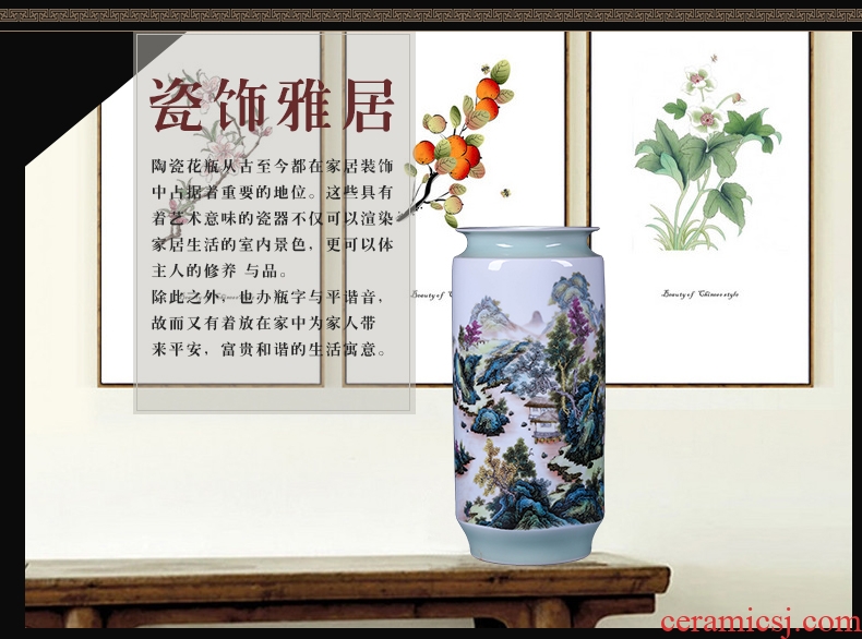 Jingdezhen ceramics craft embossed painting and calligraphy tube of calligraphy and painting scroll of large cylinder vase sitting room office furnishing articles - 543853722944