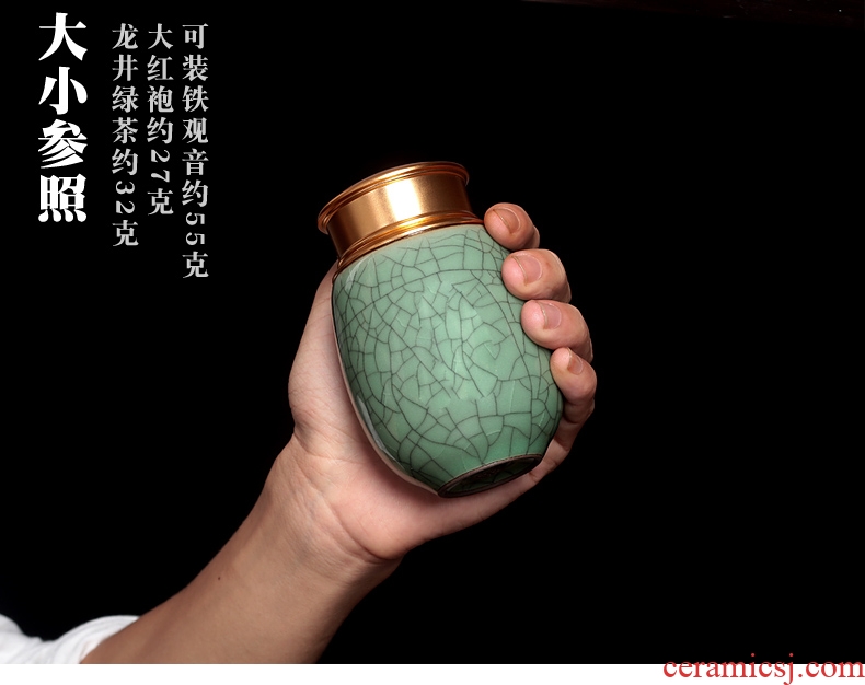 Longquan celadon ceramic tea tea pot portable household seal tea caddy pu 'er tea pot tea boxes