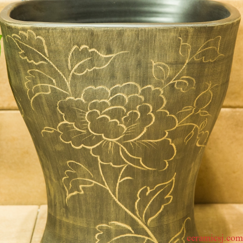 Koh larn, qi ceramic art basin mop mop pool ChiFangYuan one-piece mop pool diameter 40 cm flower branches