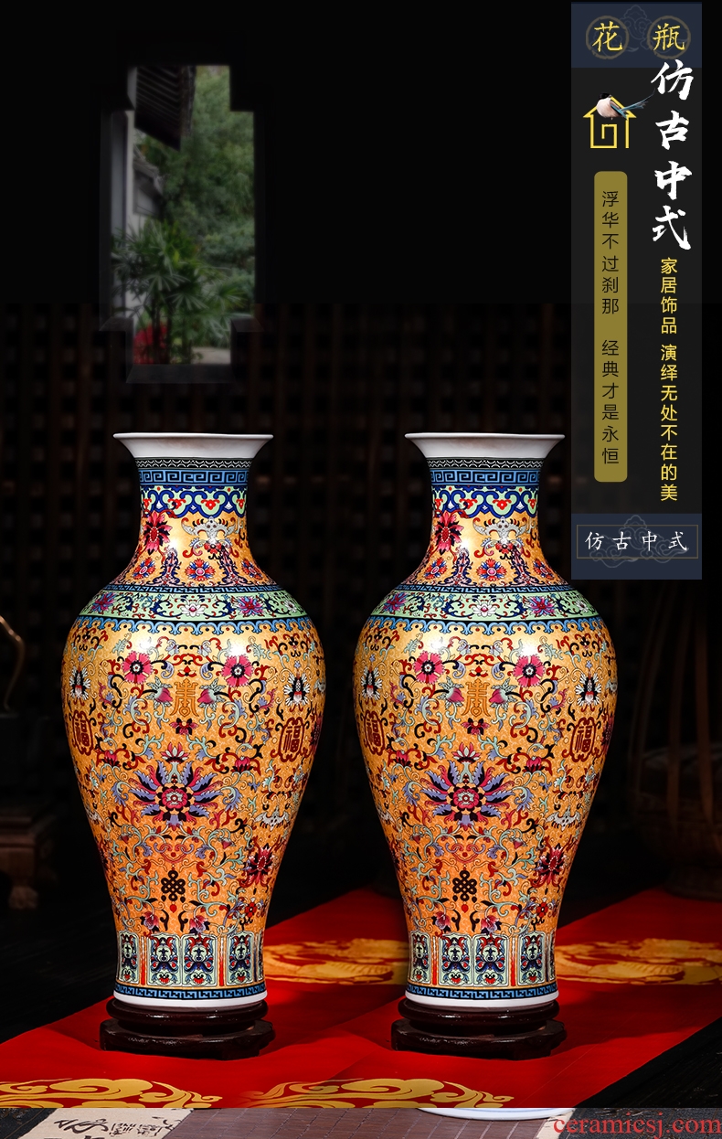 Crystal glaze of jingdezhen ceramics handicraft furnishing articles to decorate the sitting room of large vase household flower arranging office - 566884505765