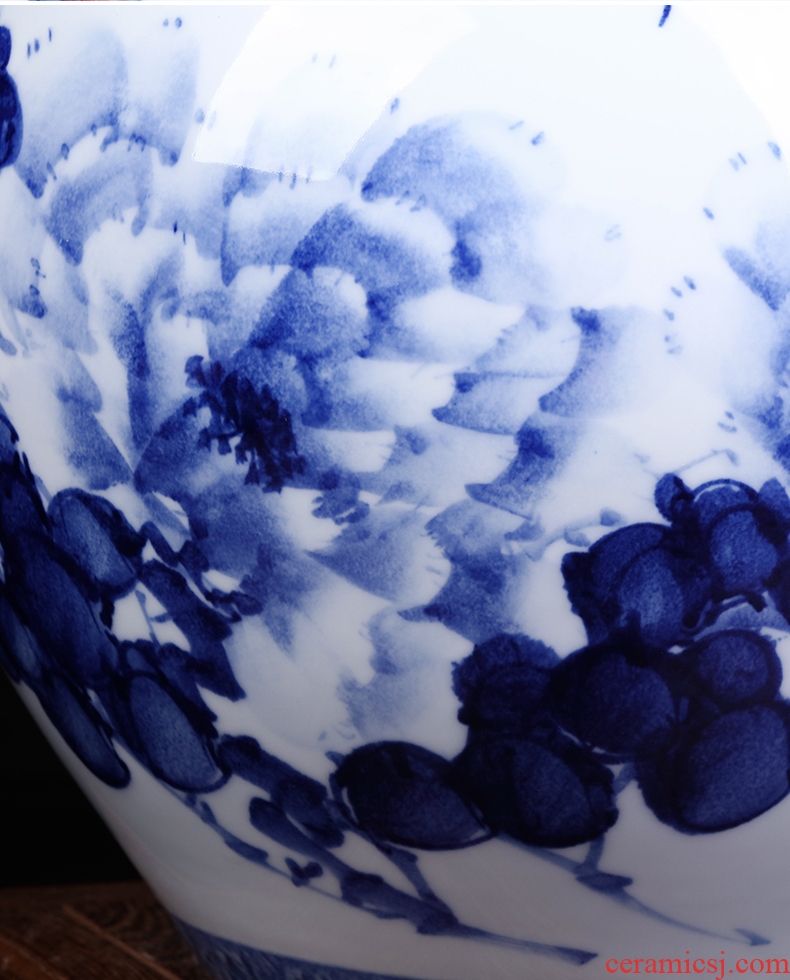 Jingdezhen ceramics hand - made of blue and white porcelain vases, flower arranging furnishing articles large new Chinese style living room office decorations - 561385798971