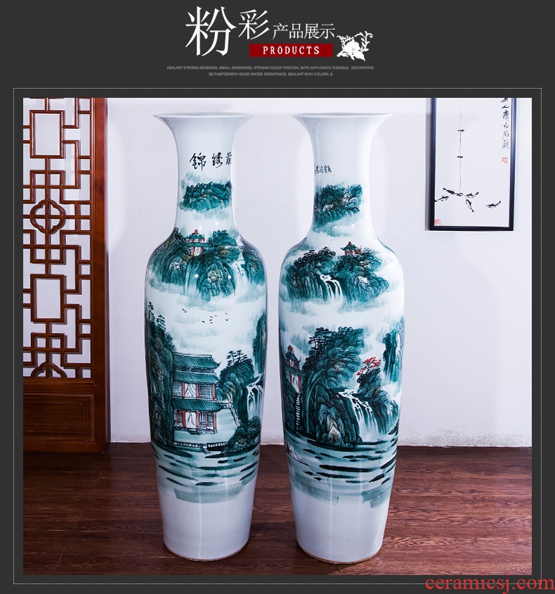 Jingdezhen ceramics furnishing articles sitting room flower vase hand - made scenery of new Chinese style household decoration large TV ark - 561122692710