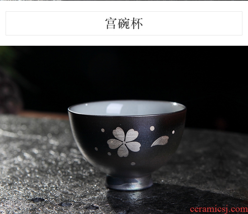 DH archaize of jingdezhen ceramic up sample tea cup kung fu masters cup single trace silver cups a cup cup