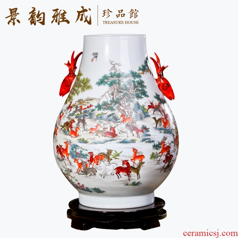 Jingdezhen ceramics large hand - made art vase sitting room adornment is placed a housewarming gift porcelain decoration