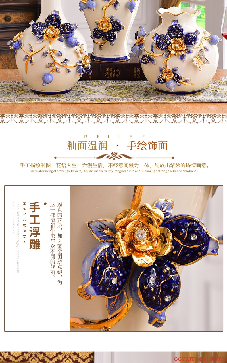 European vase furnishing articles ceramic handicraft sitting room TV ark, home decoration flower arranging flowers, dried flowers, large - 557598046832