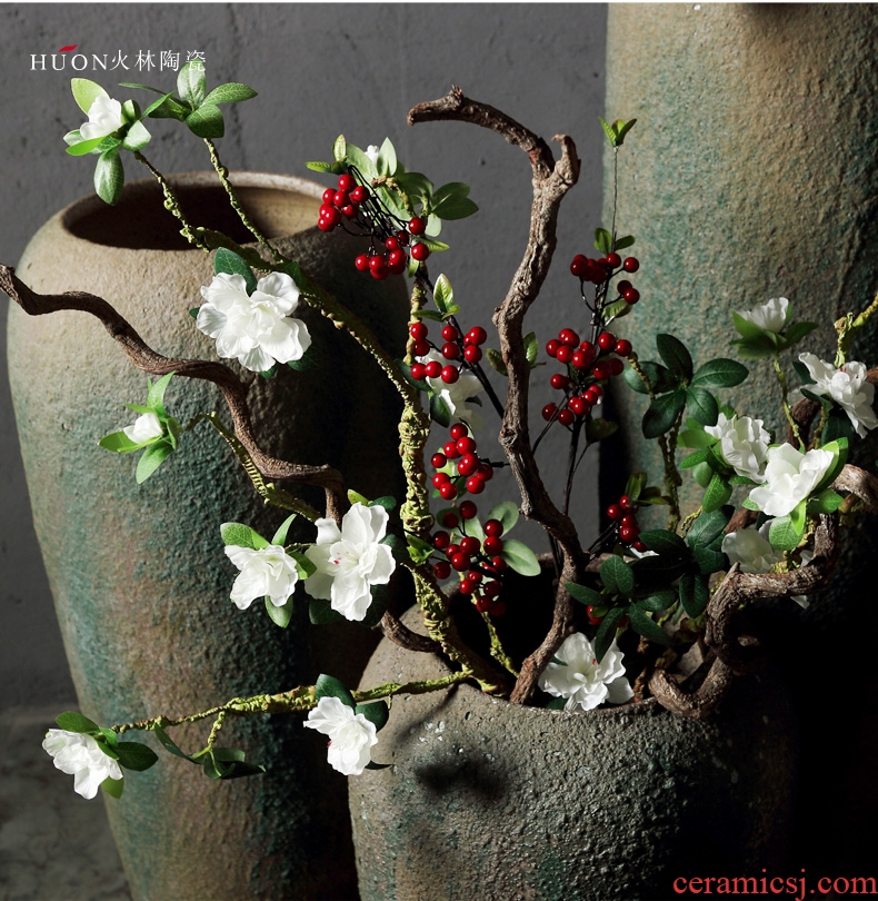 New Chinese style restoring ancient ways of jingdezhen ceramic POTS do old ceramic flower implement sitting room put dried flowers of large coarse pottery vase furnishing articles - 556562144040