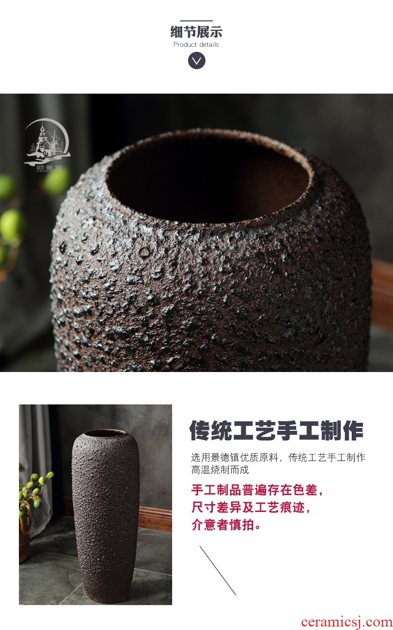 Jingdezhen ceramic floor coarse pottery large vases, I and contracted sitting room TV cabinet dry flower arranging furnishing articles retro POTS - 568592908060