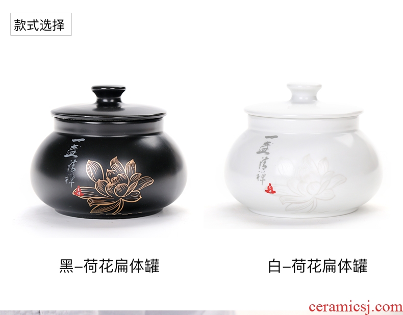Old kung fu tea set at lattice flat body lotus caddy fixings up with inferior smooth ceramic POTS of tea small storage jar