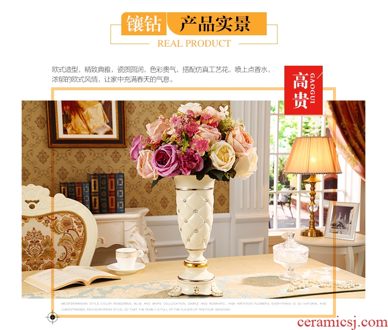 European large ground vase to restore ancient ways furnishing articles creative hotel living room flower arranging, ceramic lucky bamboo adornment - 551120387800
