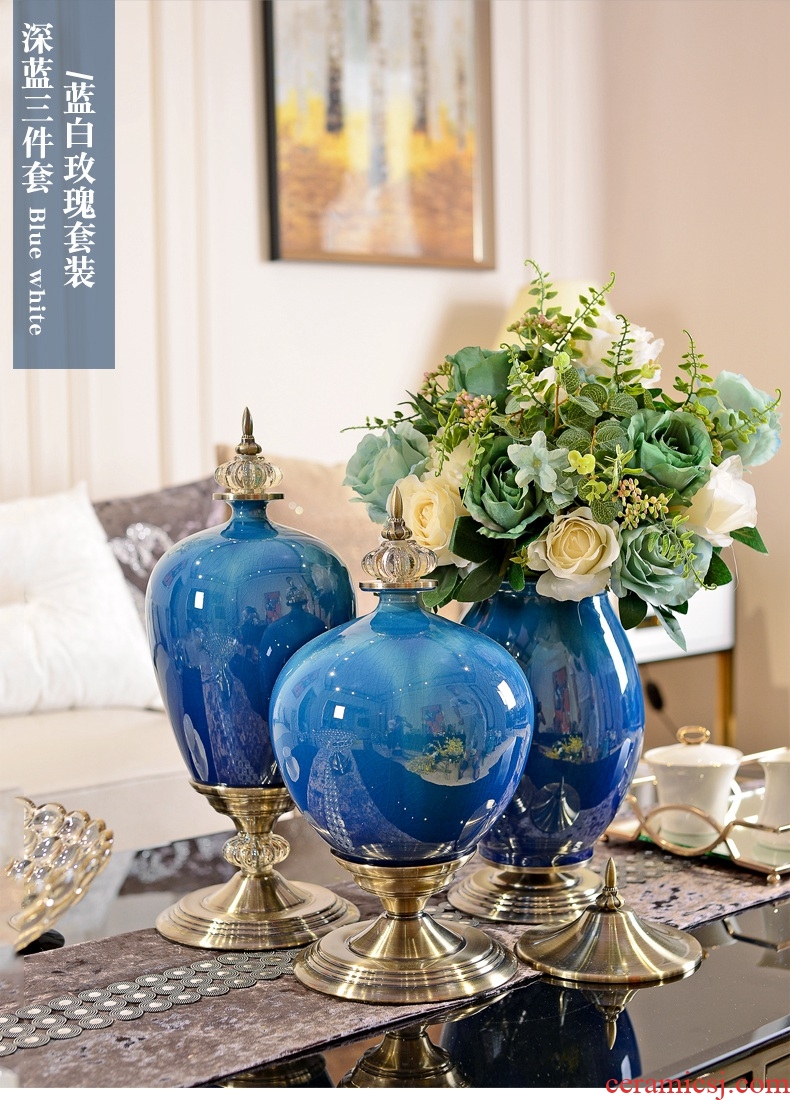 Flower fox American country ceramic painting of flowers and large vases, Flower implement furnishing articles be born European - style home decoration - 570108712178