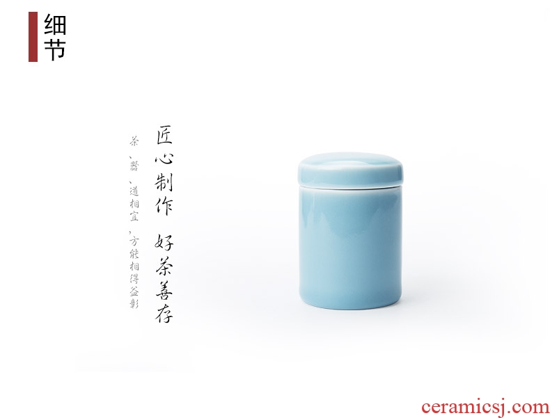 Ronkin mini small celadon caddy portable travel seal storage tanks ceramic red green tea packaging
