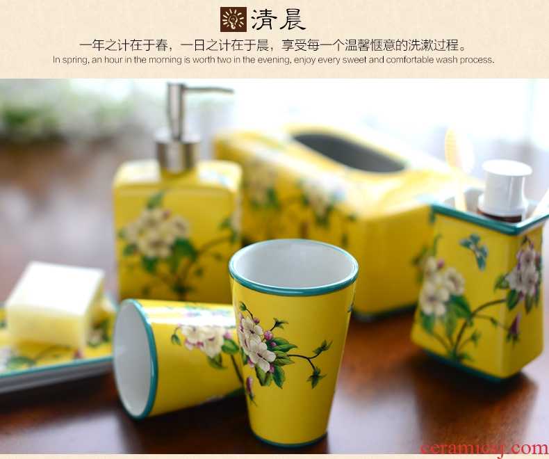 Murphy 's new Chinese style classical set manual ceramic sanitary ware has five soft outfit bathroom toilet wash gargle suit furnishing articles