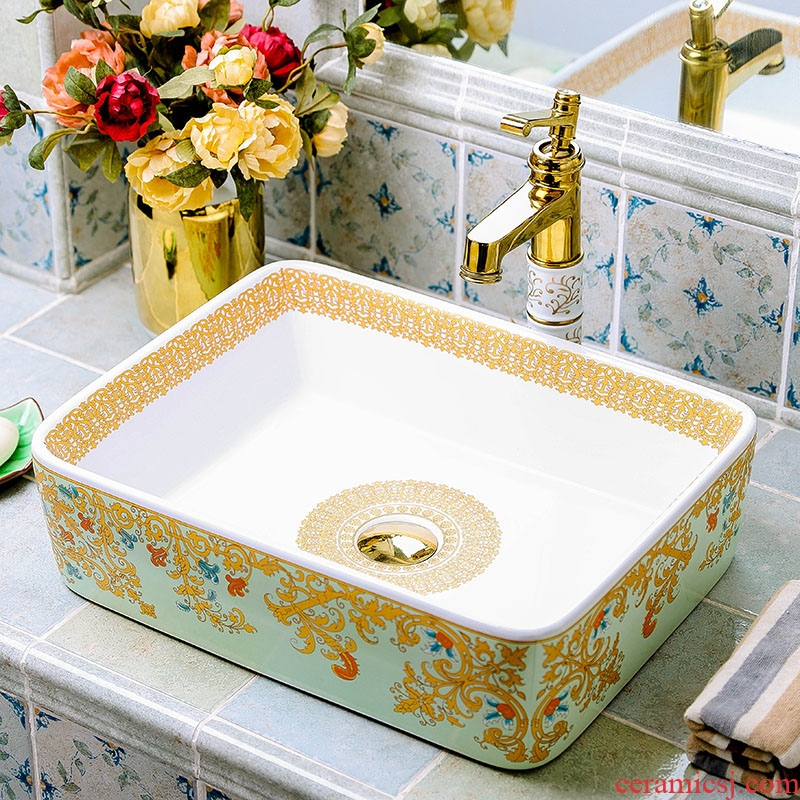 Quadrate pottery and porcelain basin stage basin home European art creative wei yu the pool that wash a face in the bathroom toilet basin that wash a face
