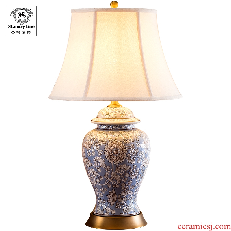 Santa marta tino european-style ceramics full copper cloth lamp ikea sitting room lamp study bedroom berth lamp package mail