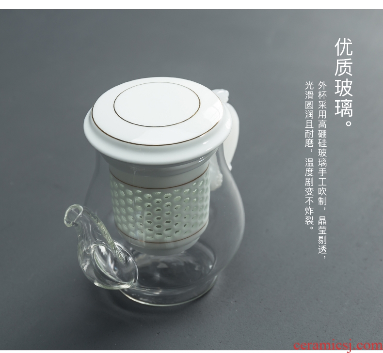 Glass teapot with thick hot tea with ceramic filter tank bonus linglong cup teapot kung fu tea