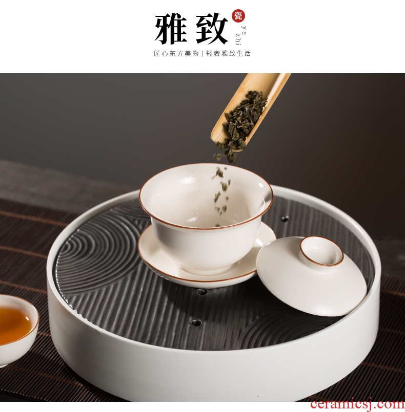 Gude white porcelain up tureen tea bowl large ceramic cups three bowl suit retro white kung fu tea set