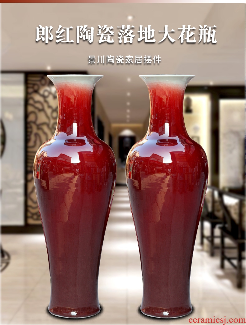 Jingdezhen ceramics Chinese mountains and rivers xiuse landing place sitting room hotel decoration decoration hand - made big vase - 568849916349