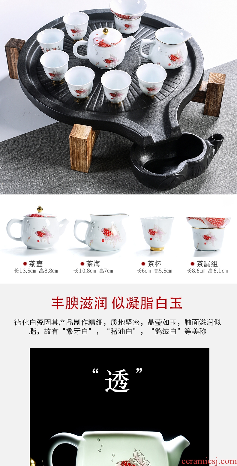 Chinese porcelain god contracted household automatic tea set, ceramic cups, kung fu tea tray millstones tea tea tea taking