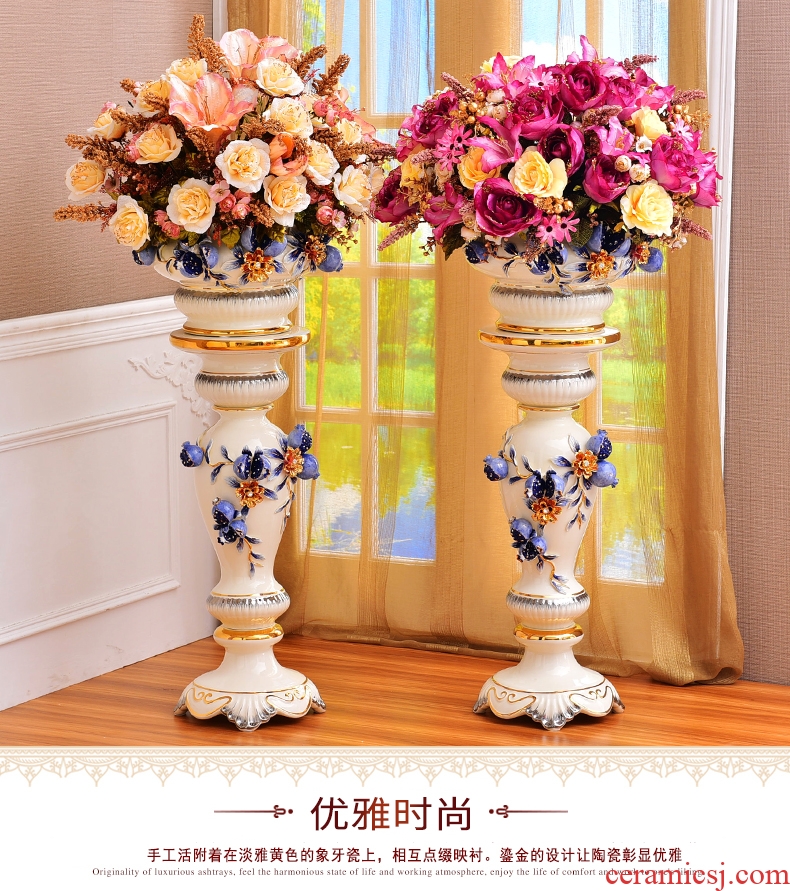 Jingdezhen ceramic landing big vase sitting room place, a large number dried flowers flower arrangement European contracted and I adornment - 557851976872